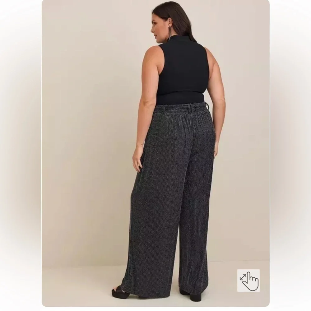 NWT Torrid Wide Leg Black and Silver Glitter Pants Womens 2X - Picture 3 of 15